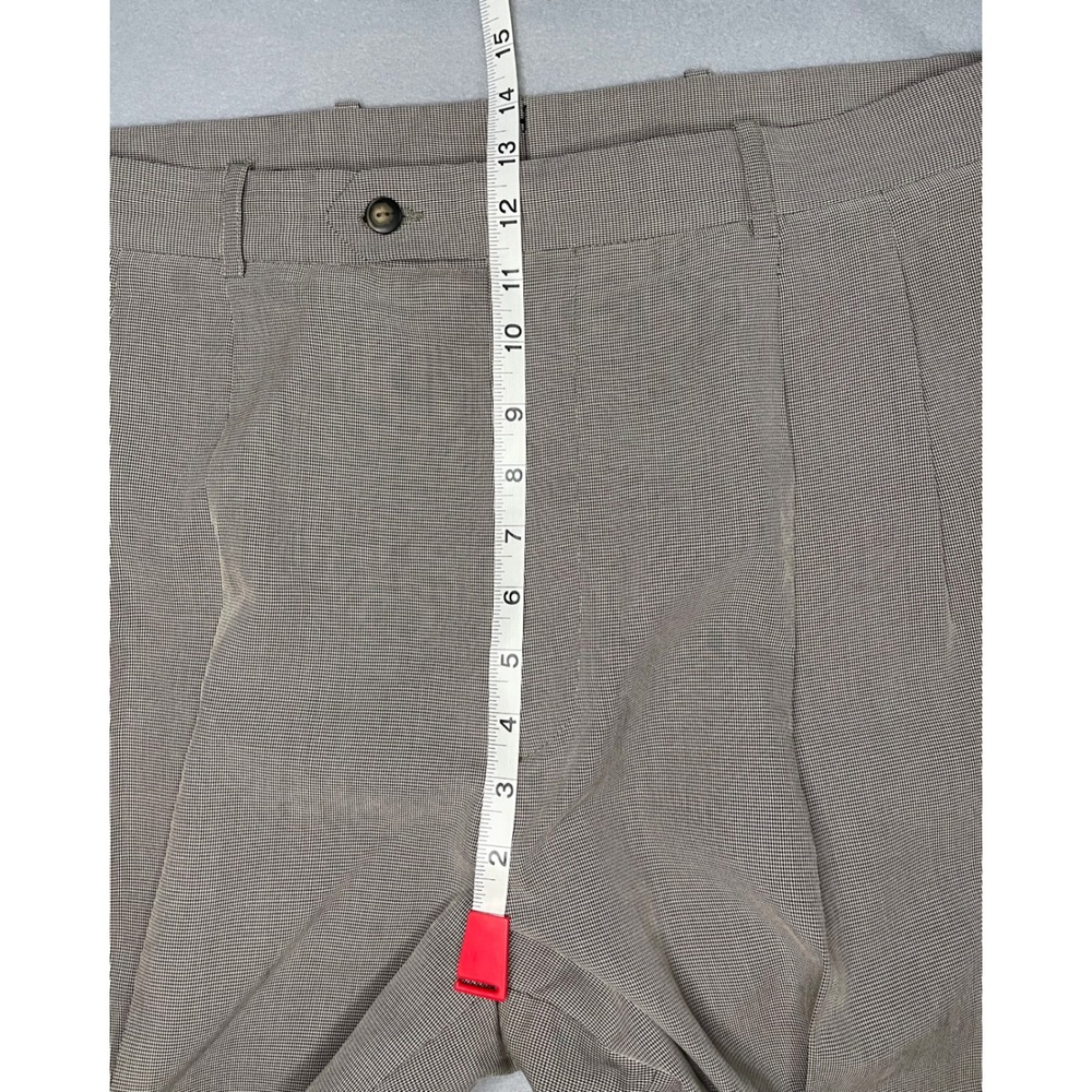 Chereskin Mens Tan Micro Houndstooth Pleated Cuffed Dress Pants 36x28 - Picture 10 of 12